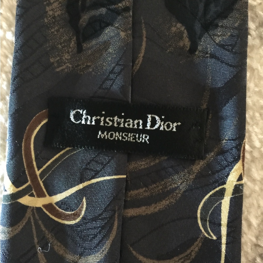 Christian Dior Men's Tie in Black Grey and Gold Swirl